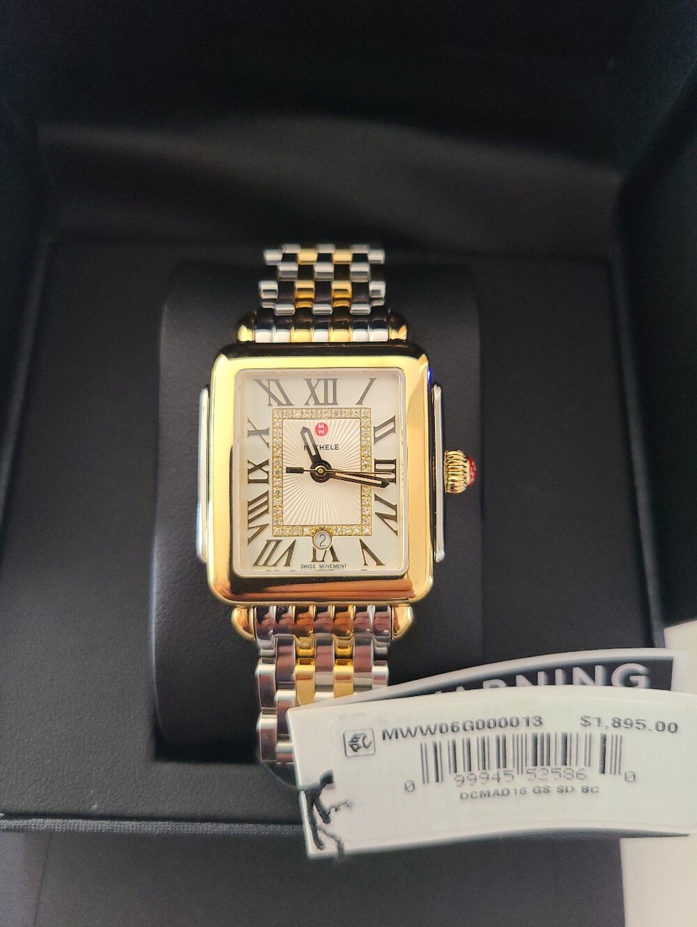 Michele Madison Mid Two Tone 18k Gold Diamond Dial Watch